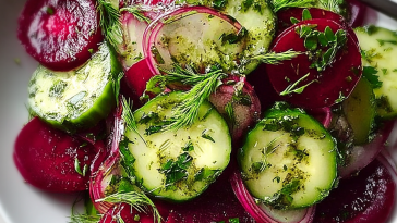 Crisp Cucumber and Beetroot Salad with Herb Dressing