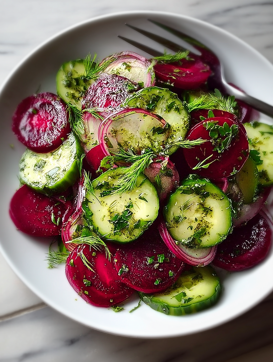 Crisp Cucumber and Beetroot Salad with Herb Dressing