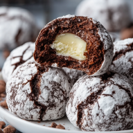 Chocolate Snowball Cookies with White Chocolate Center