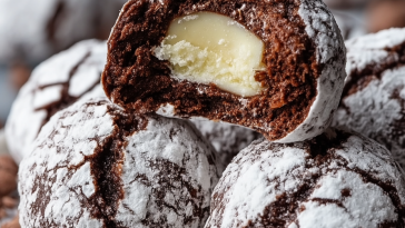 Chocolate Snowball Cookies with White Chocolate Center