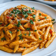 High Protein Creamy Roasted Red Pepper Pasta