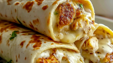 Cozy Cheesy Garlic Chicken Wraps