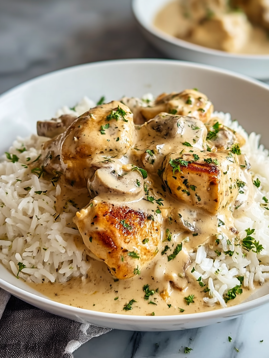 Creamy Smothered Chicken and Rice Delight