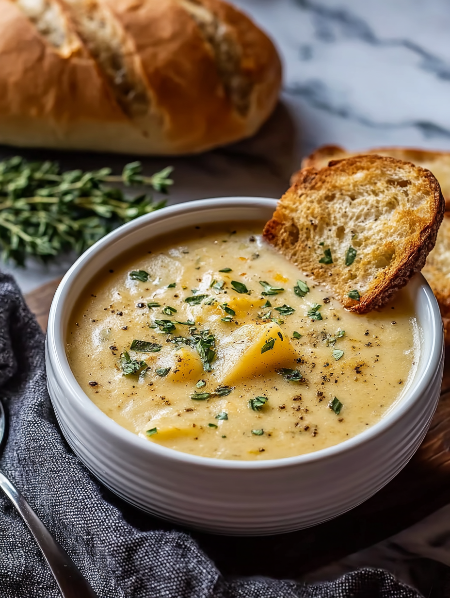 Cheddar Garlic Herb Potato Soup