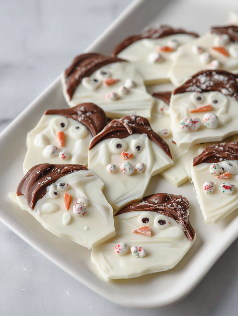 Melted Snowman Chocolate Bark