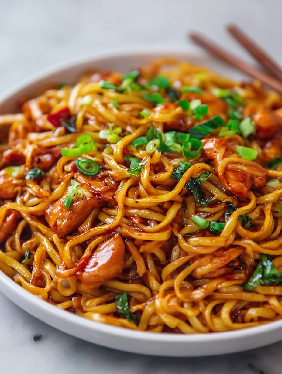 Sticky Garlic Chicken Noodles