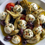 Marinated Mozzarella Balls, Artichokes, and Olives