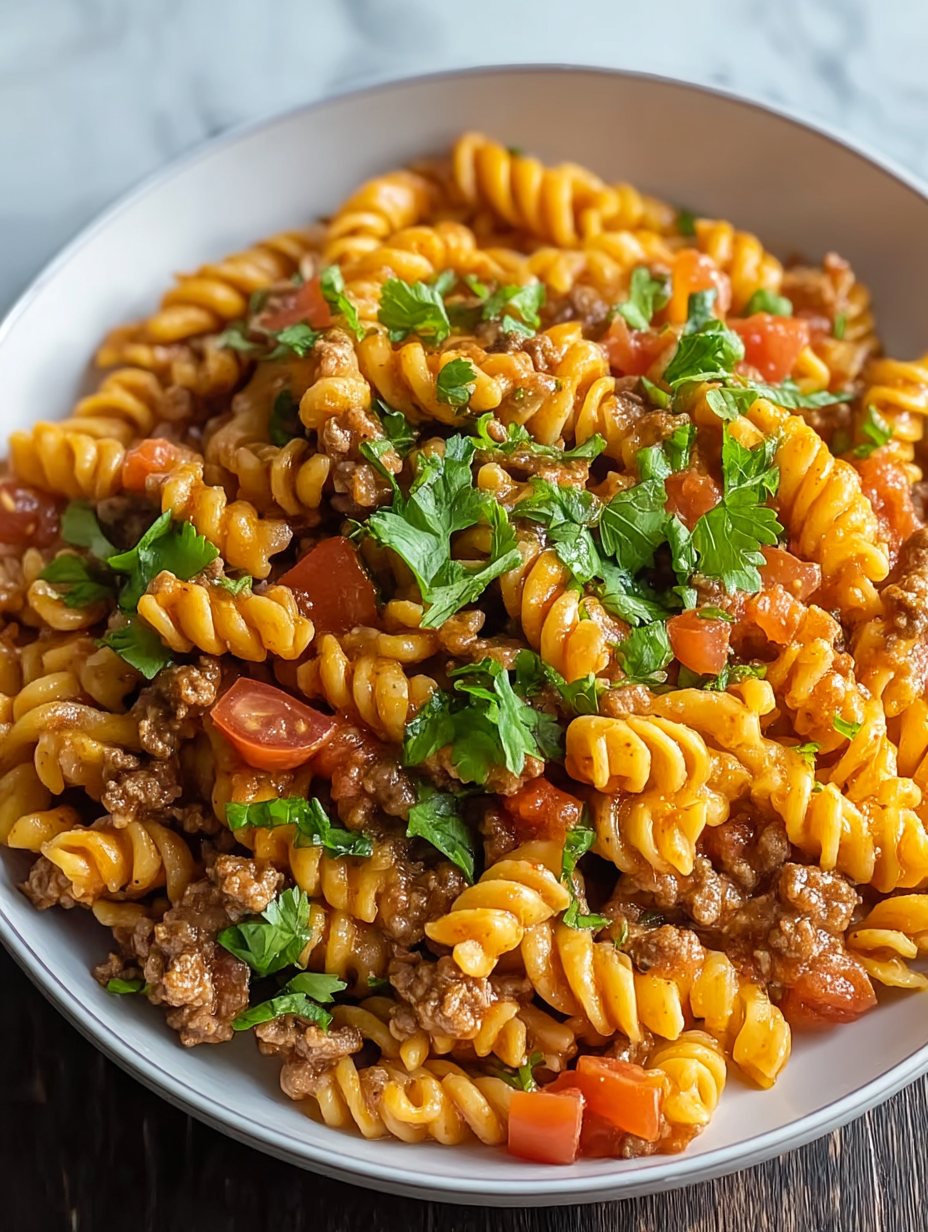 One Pot Beef Taco Pasta