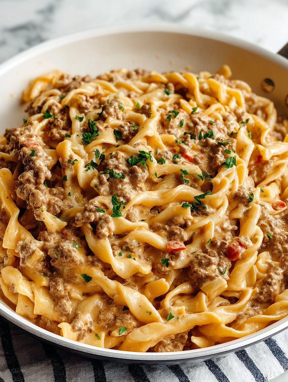Stovetop Creamy Ground Beef Pasta