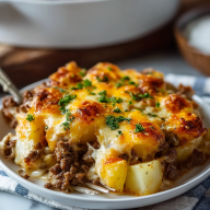 Cheesy Ground Beef and Potato Casserole
