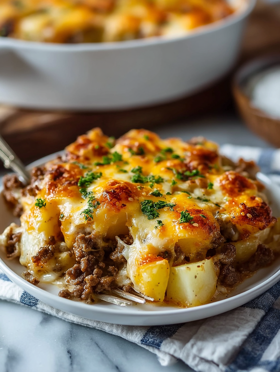 Cheesy Ground Beef and Potato Casserole