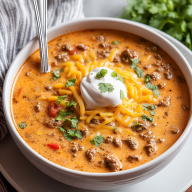 Creamy Cheesy Ground Beef Taco Soup