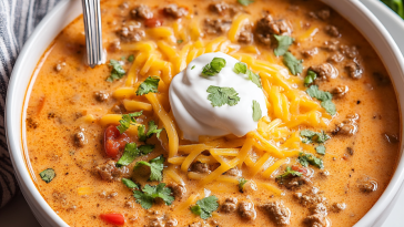 Creamy Cheesy Ground Beef Taco Soup