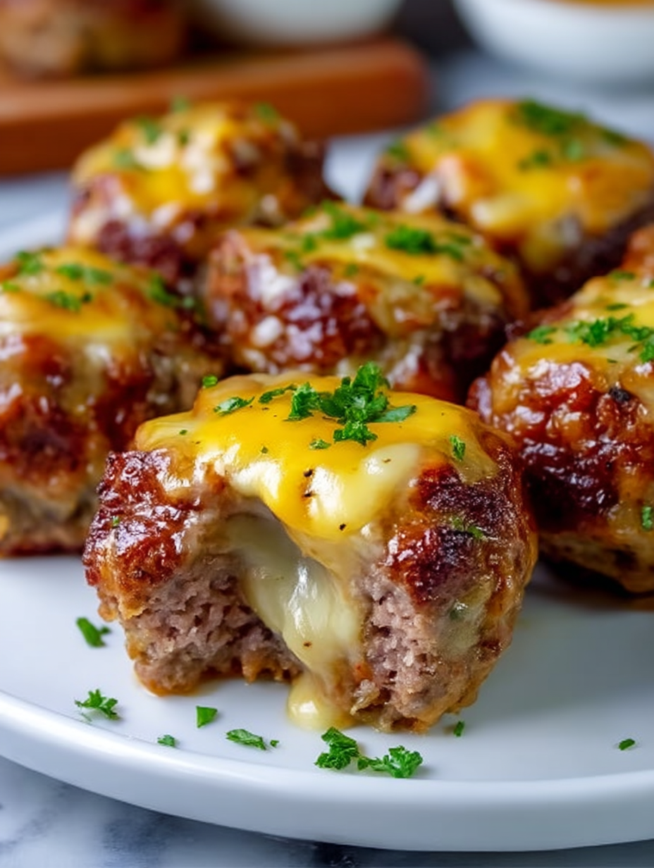 Cheesy Stuffed Meatloaf Bites