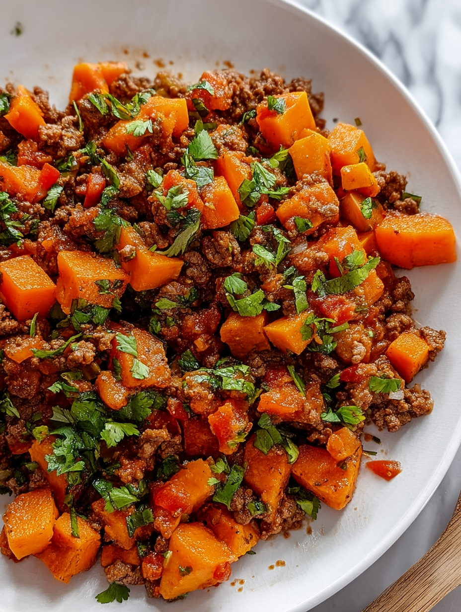 Ground Beef and Sweet Potato Skillet