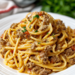 Creamy Italian Spaghetti & Ground Beef One Pot Meal