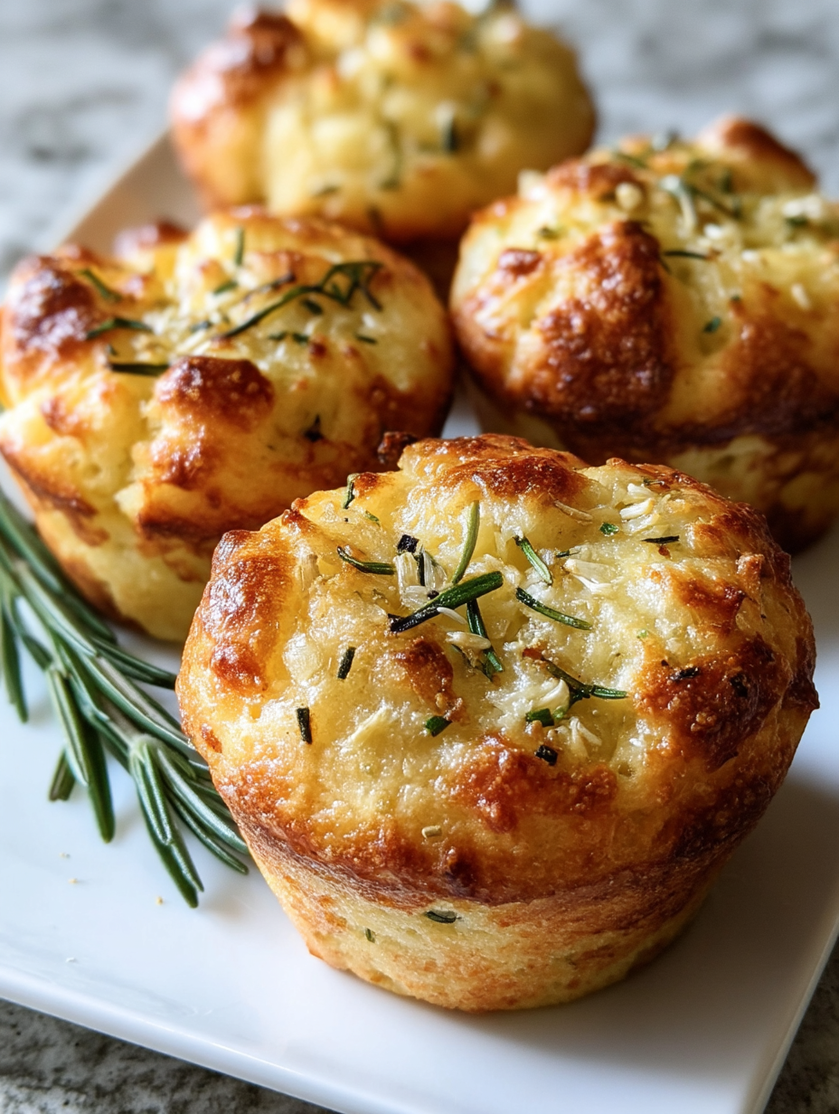 Easy Garlic Rosemary Focaccia Muffins
