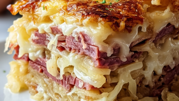 Classic Reuben Bake with Corned Beef, Sauerkraut & Swiss