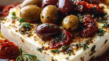 Mediterranean Baked Feta with Olives & Sun-Dried Tomatoes