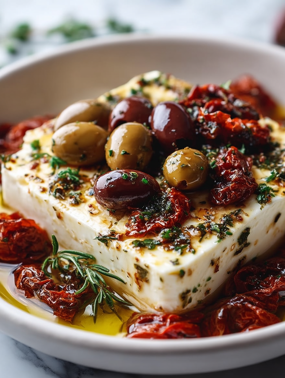 Mediterranean Baked Feta with Olives & Sun-Dried Tomatoes