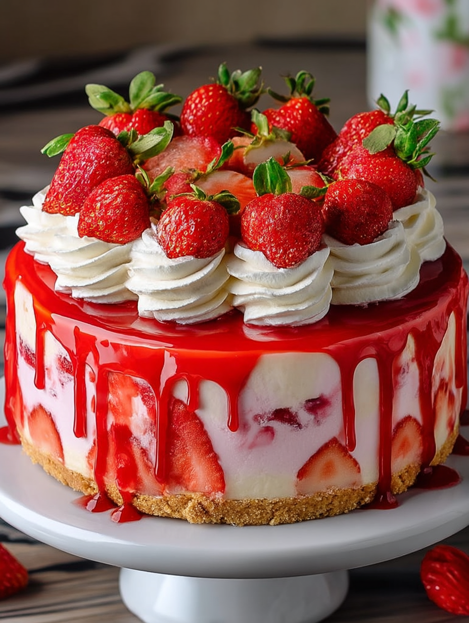 Lavish Decorated Strawberry Cheesecake