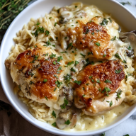 One-Skillet Creamy Chicken with Gruyere & Orzo