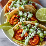 Easy Shrimp Tacos with Homemade Avocado Crema