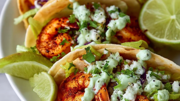 Easy Shrimp Tacos with Homemade Avocado Crema