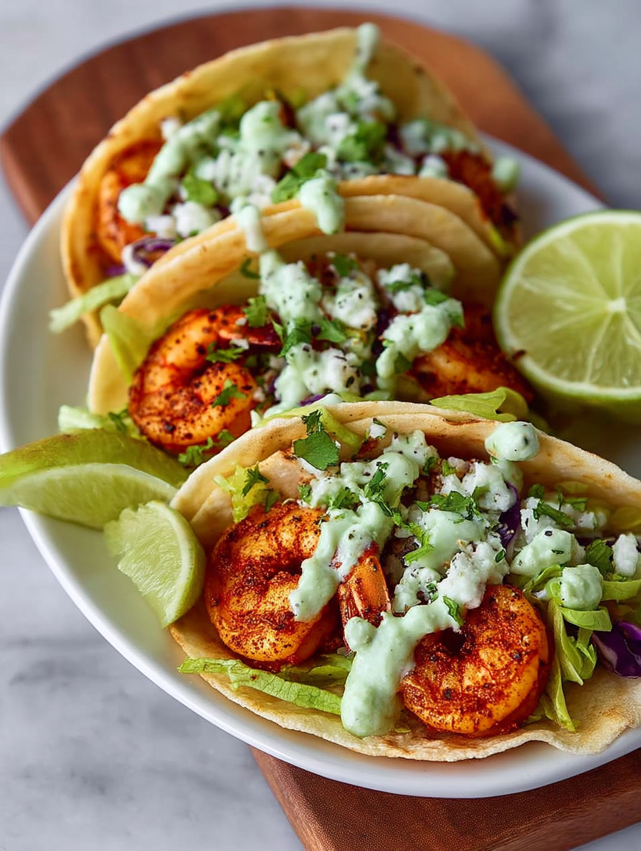 Easy Shrimp Tacos with Homemade Avocado Crema