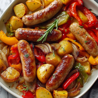One-Pan Roasted Sausages with Peppers & Potatoes