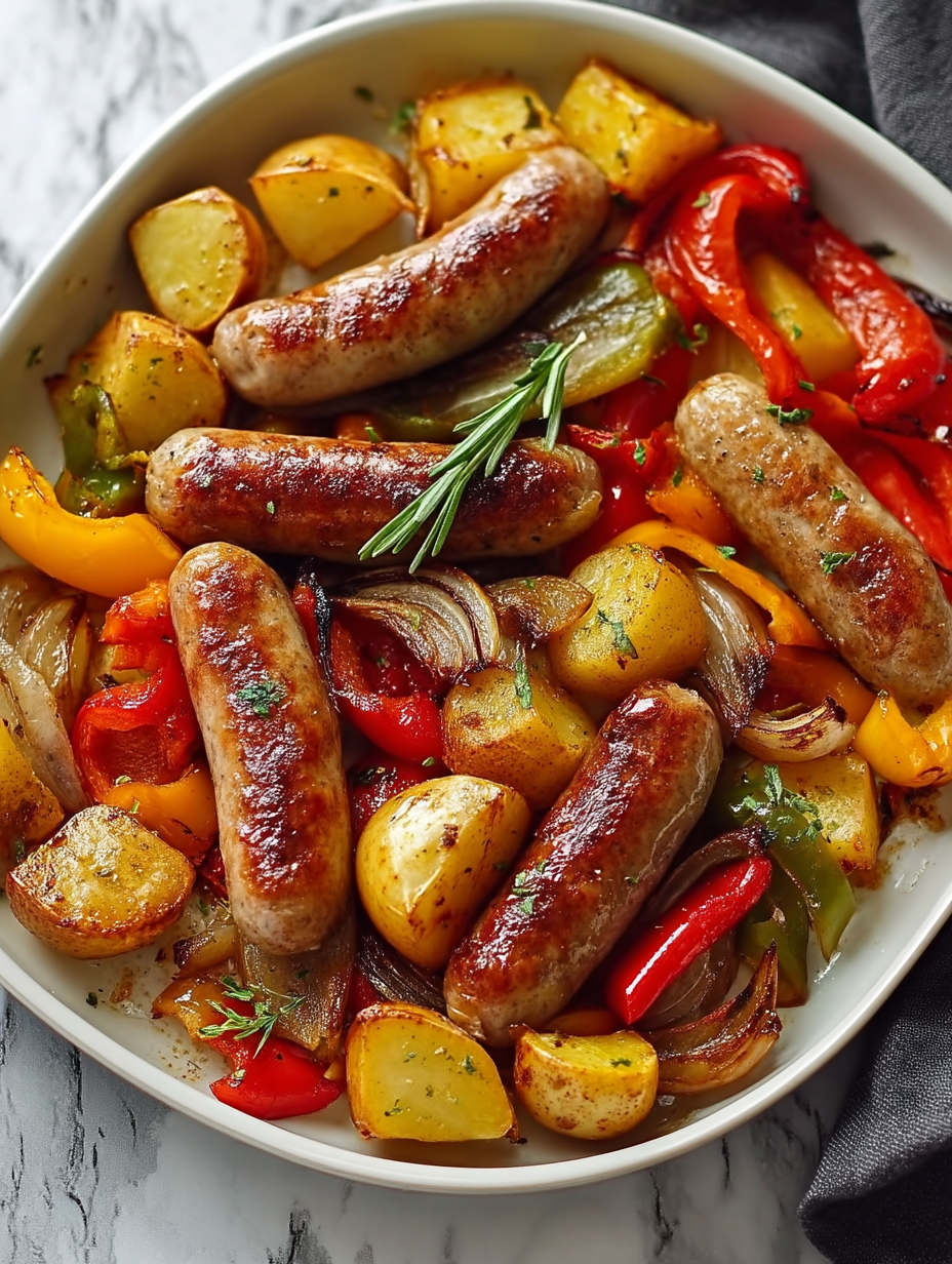 One-Pan Roasted Sausages with Peppers & Potatoes