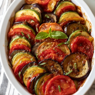 Baked Ratatouille with Tomatoes, Zucchini, and Eggplant