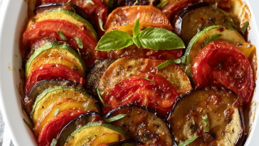 Baked Ratatouille with Tomatoes, Zucchini, and Eggplant