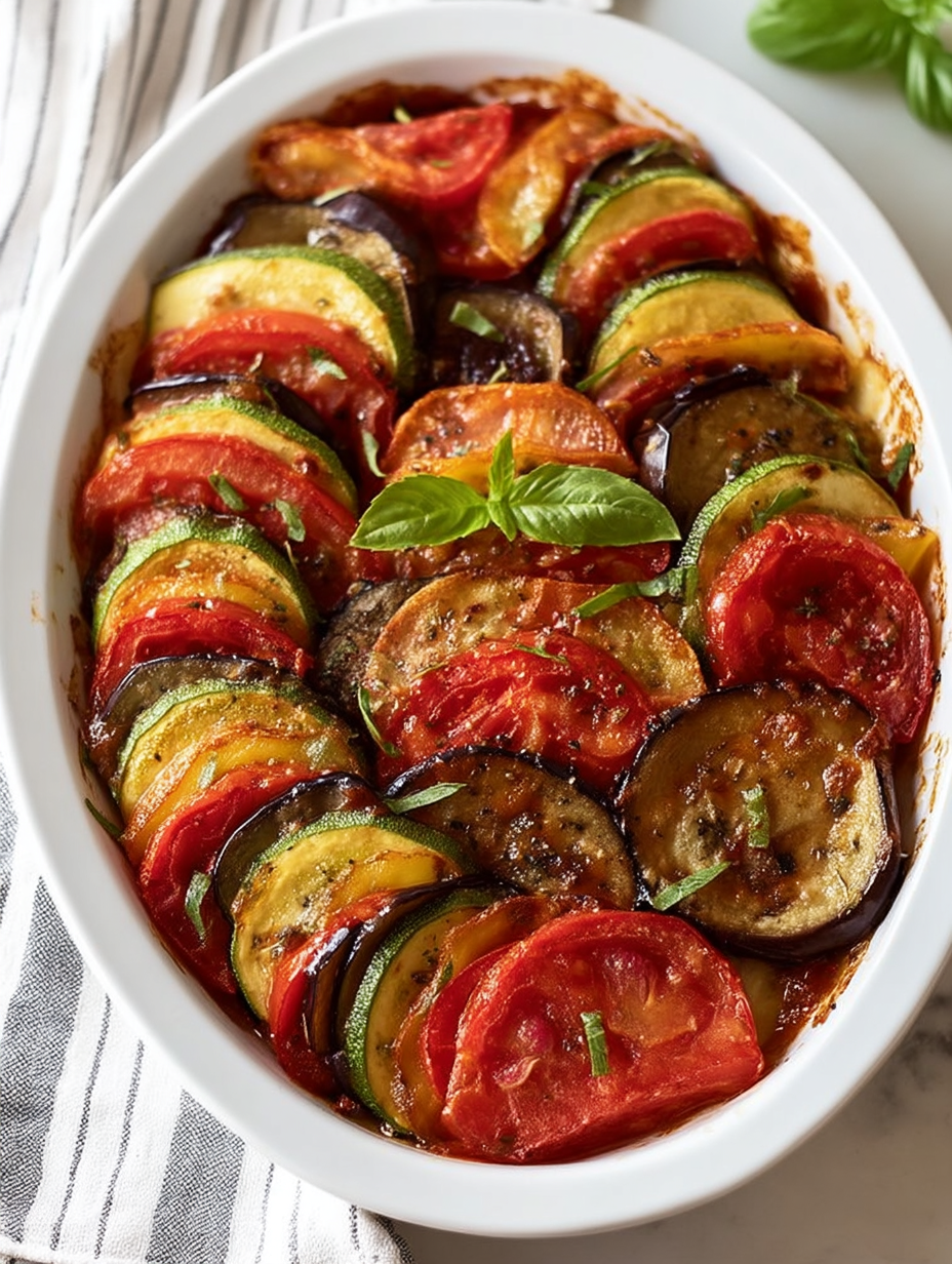 Baked Ratatouille with Tomatoes, Zucchini, and Eggplant
