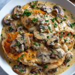 Chicken and Mushroom Skillet in a Creamy Asiago and Mustard Sauce