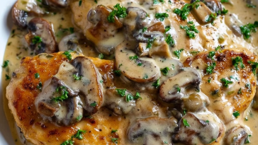 Chicken and Mushroom Skillet in a Creamy Asiago and Mustard Sauce