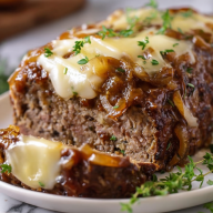 French Onion Meatloaf with Melted Swiss