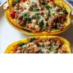 Stuffed Spaghetti Squash with Sausage and Spinach