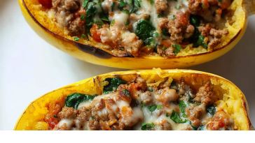Stuffed Spaghetti Squash with Sausage and Spinach