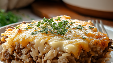 French Onion Ground Beef and Rice Casserole