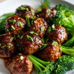 Sticky Mongolian Meatballs and Broccoli