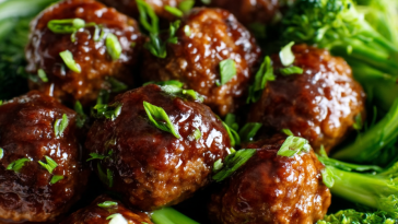 Sticky Mongolian Meatballs and Broccoli