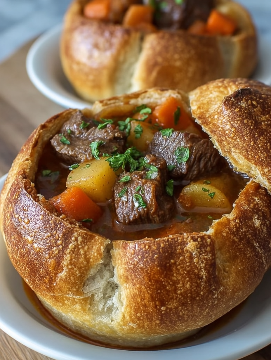 Beef Stew in Bread Bowls