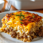 Cheesy Ground Beef and Rice Casserole