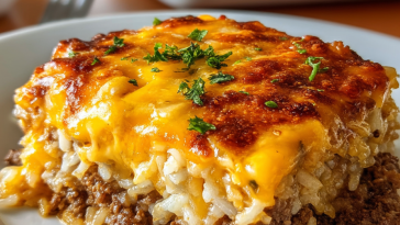 Cheesy Ground Beef and Rice Casserole