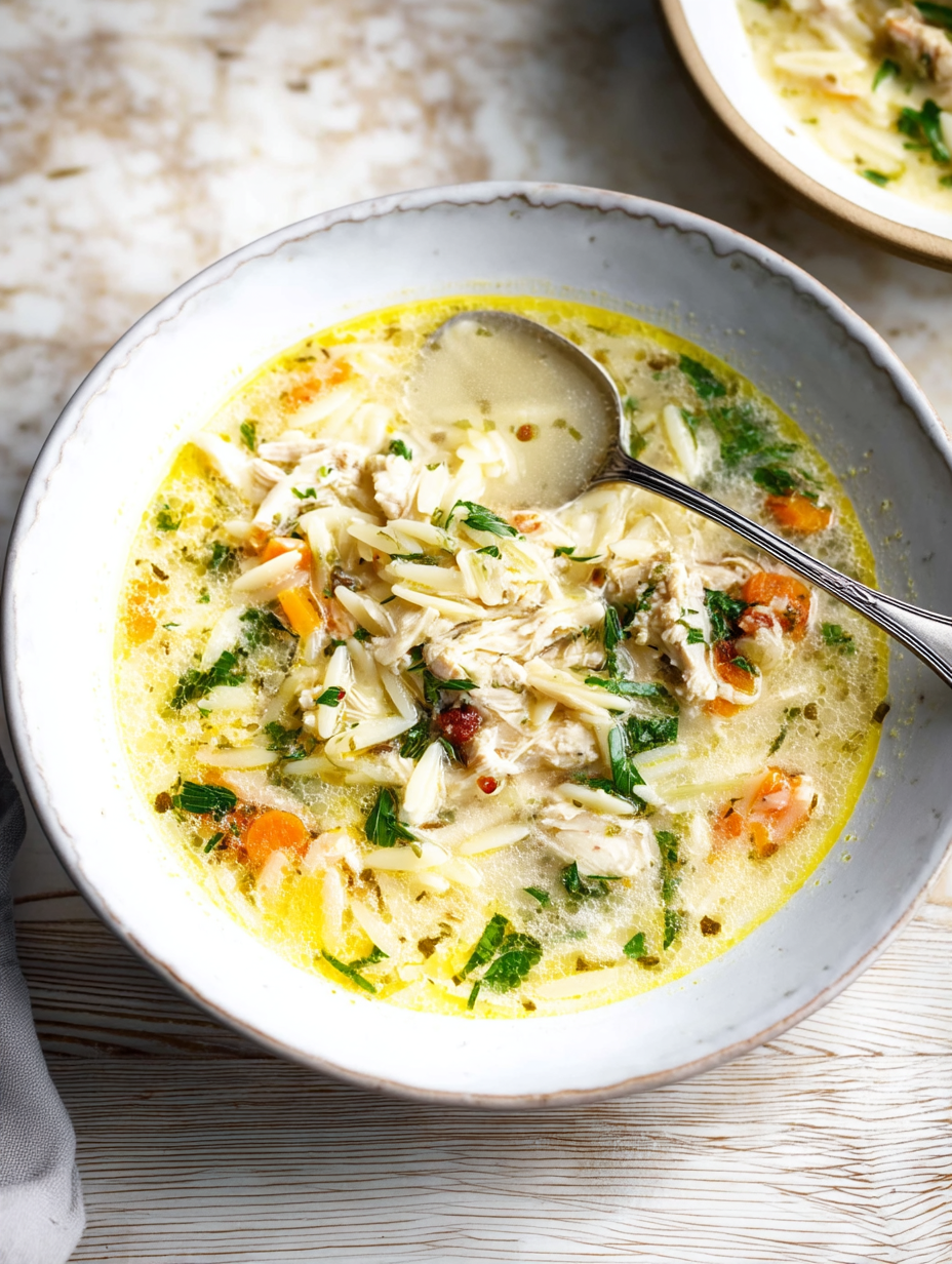 Lemony Chicken Orzo Soup