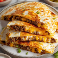 Crispy & Satisfying Cheeseburger Quesadillas
