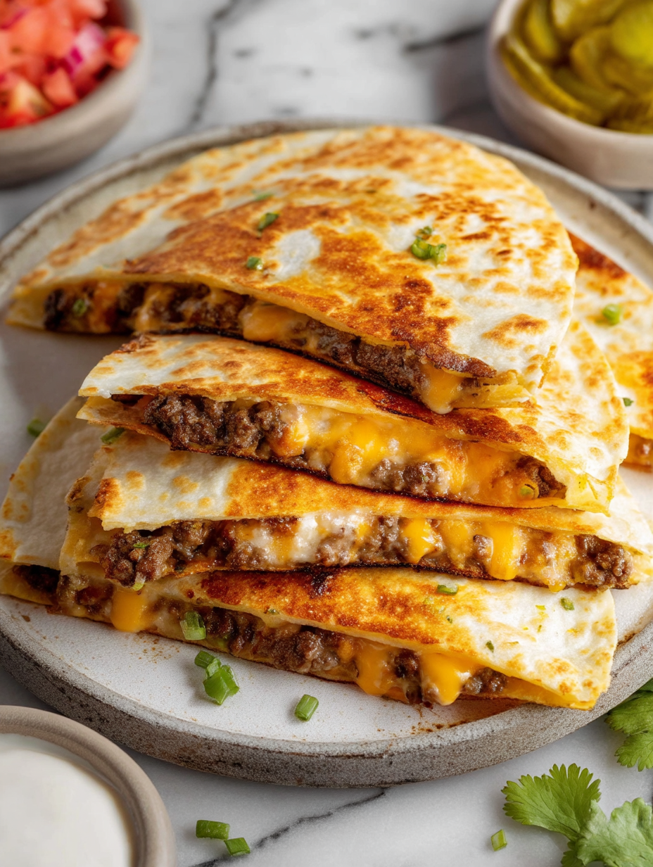 Crispy & Satisfying Cheeseburger Quesadillas